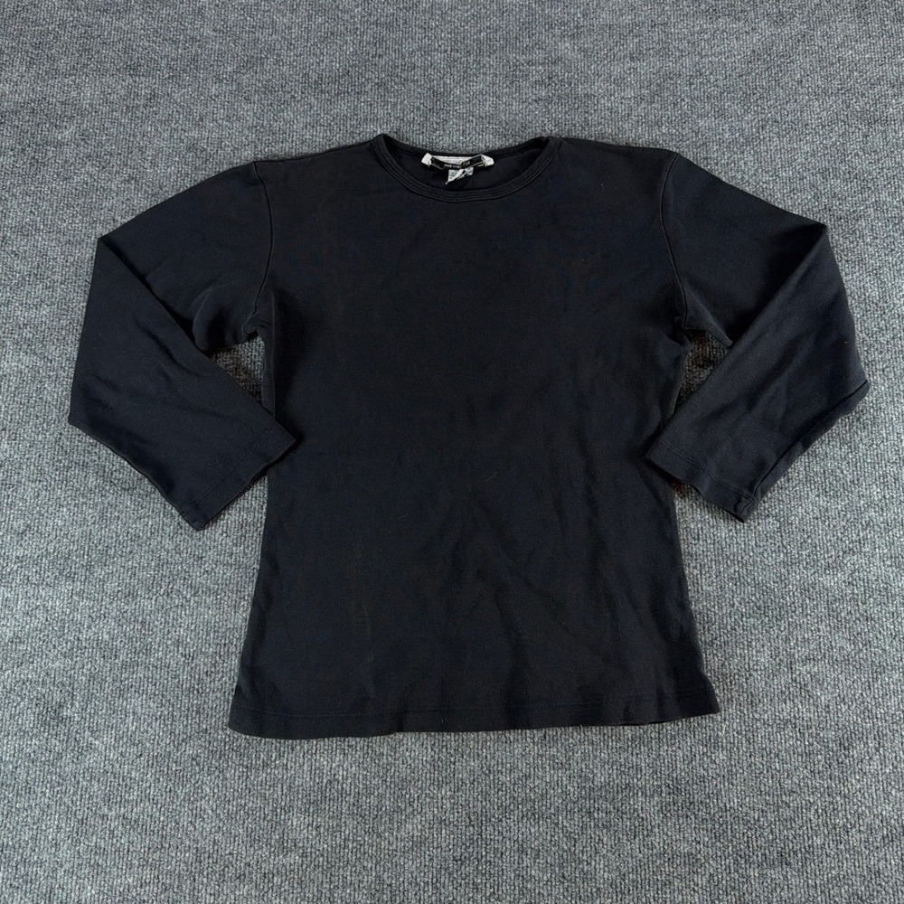 Jackie Chalkley Womens Black Long‎ Sleeve Crew Neck Top Made in USA One Size